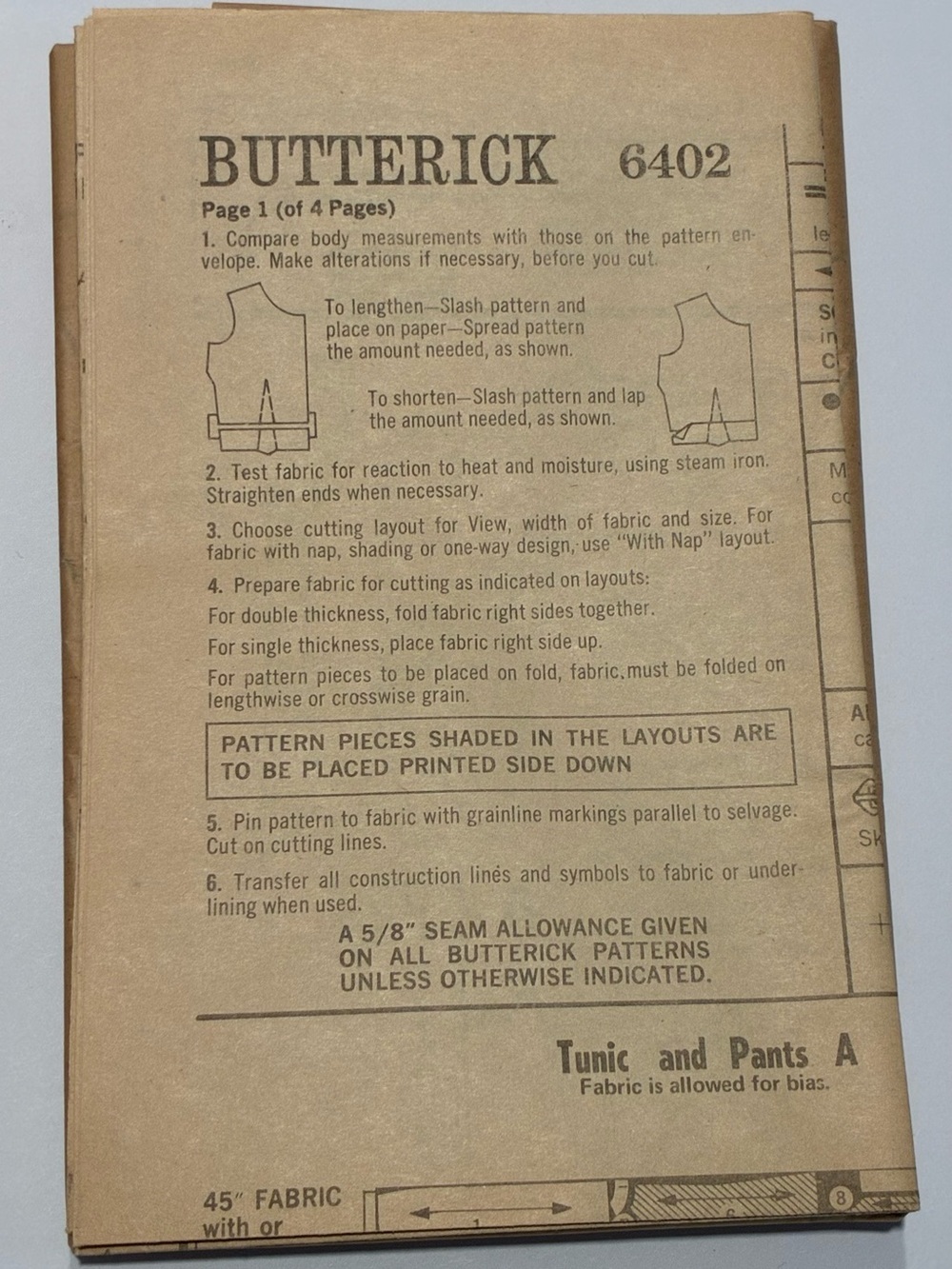 Vintage Butterick 6402 UNCUT Factory Fold 1970s Sewing Pattern - Picture 6 of 10